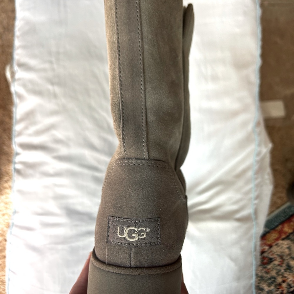 UGG Boots. Narrowed toe, 1.5 inch heel, grey and less ugly than most UGGs!